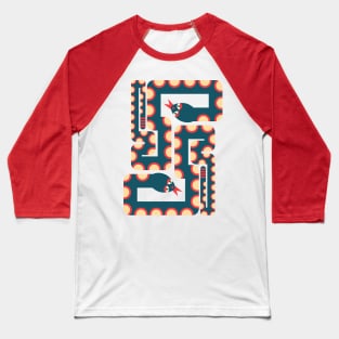 TWO RETRO GRAPHIC SNAKES Geometric Dark Blue and Red - UnBlink Studio by Jackie Tahara Baseball T-Shirt